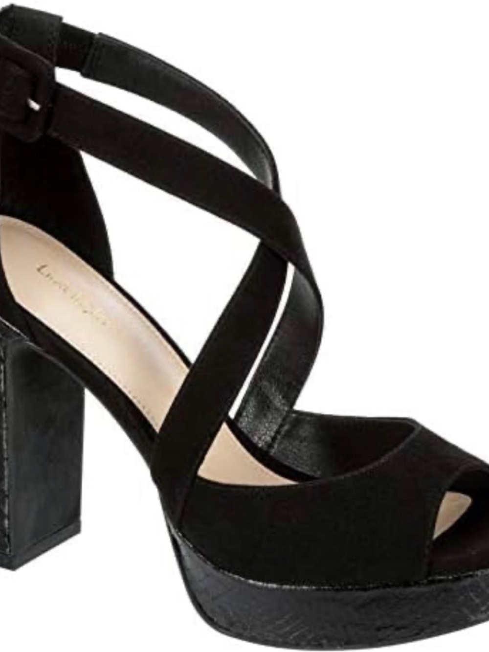 Limelight Black Suede Crisscross Platform Heels